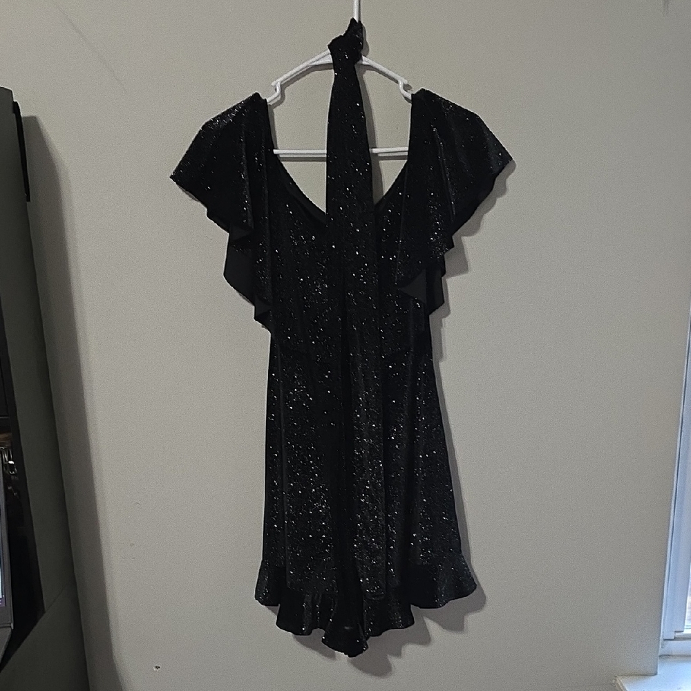 Black Milk All That Glitters Velvet Flouncy Playsuit